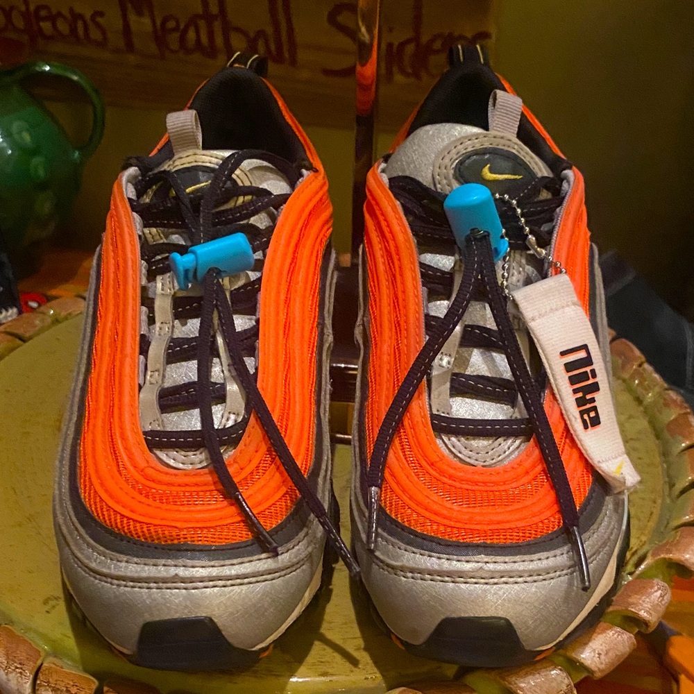 Nike Air Max 97 GS Metallic Silver and Orange Women’s 6.5